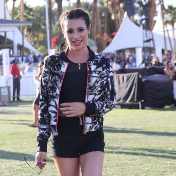 Lea Michelle Coachella Palm Tree Print Fabletics Diana Malibu Bomber Jacket S - Picture 1 of 7